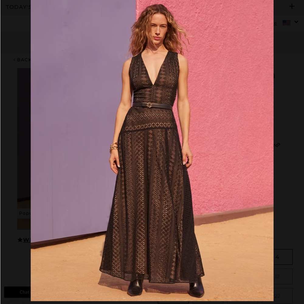 White House Black Market Black Eyelet Lace Maxi Dress LIKE NEW